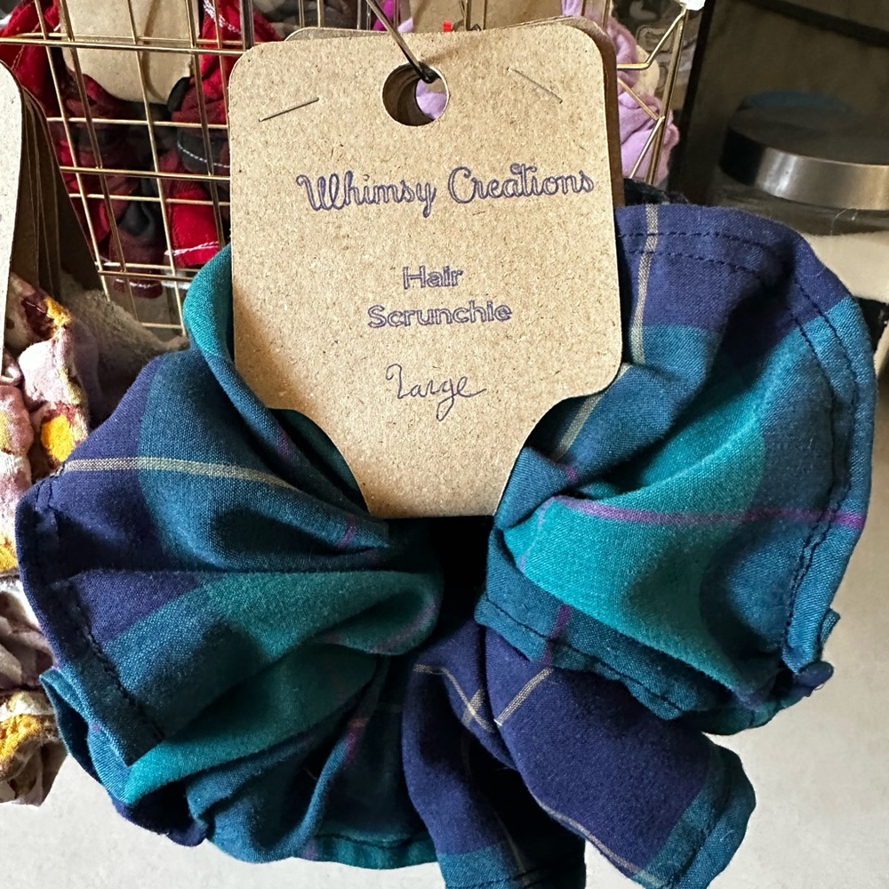 Whimsy Creations Plaid Hair Scrunchie Large
